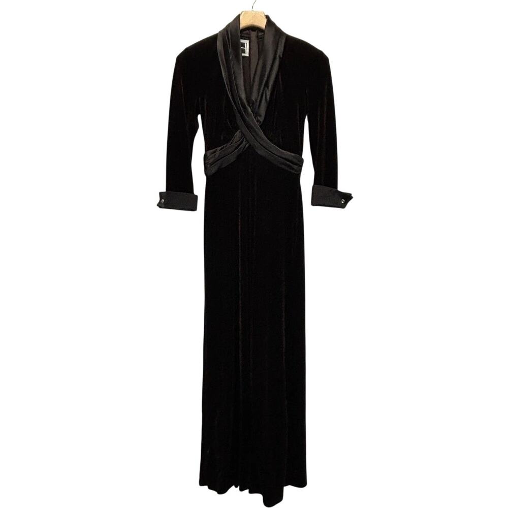 Tadashi Shoji Womens 8 Chocolate Brown Velvet Evening Formal Maxi Dress Gown